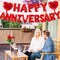 16" Red HAPPY ANNIVERSARY Letter Balloons with 18" Heart-Shaped Foil Balloons